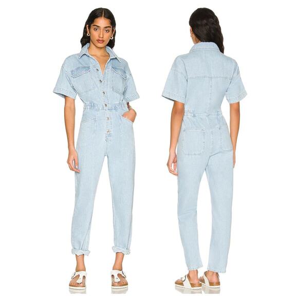 FREE PEOPLE We the Free Marci Denim Jumpsuit Size Medium